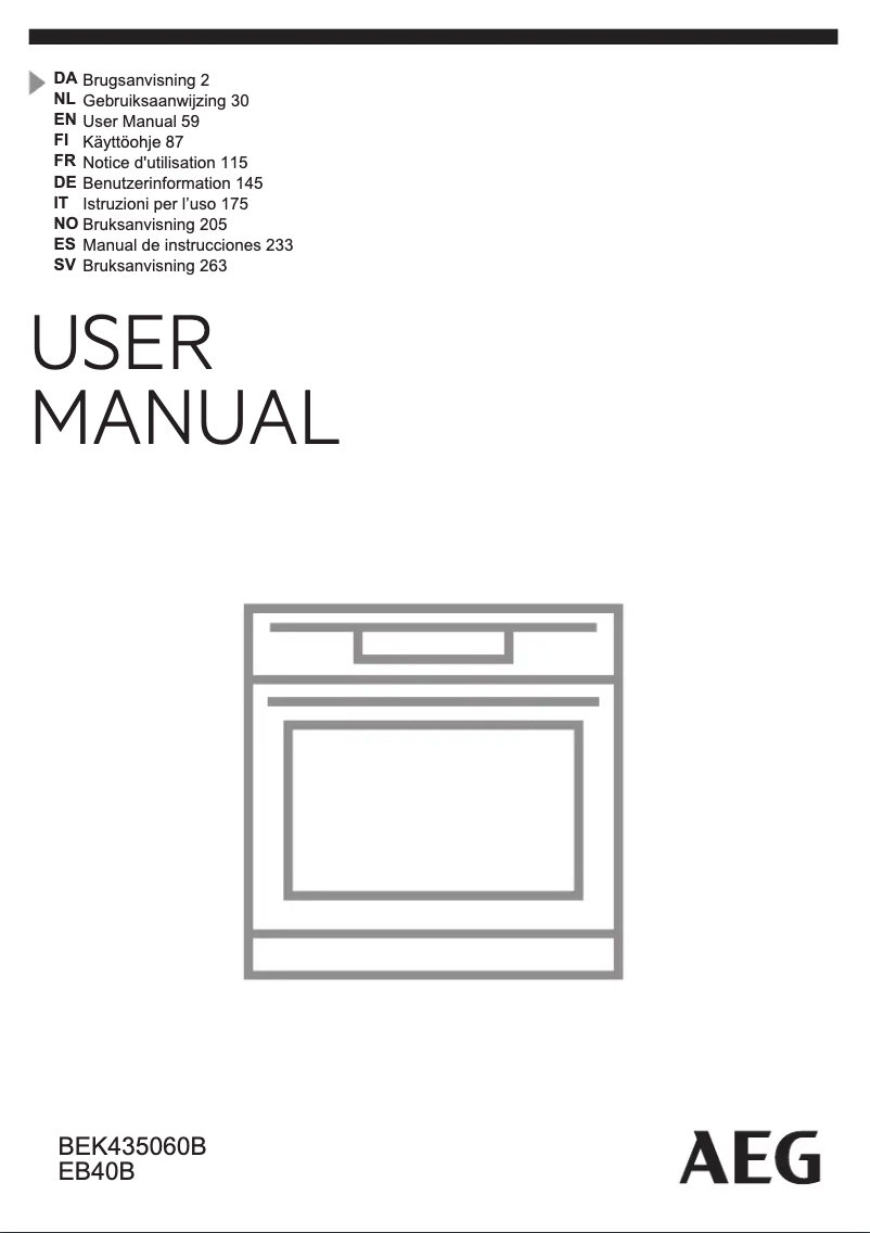 Page 1 de la notice Manuel utilisateur AEG BEK435060B