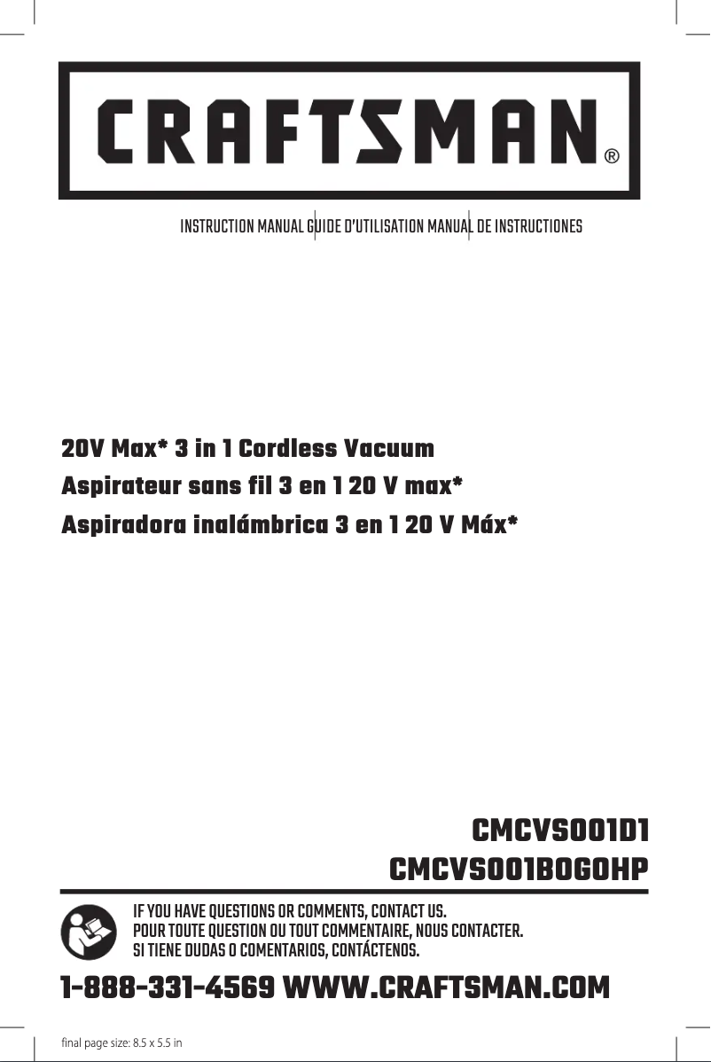 Imagen de la primera página del manual del dispositivo CMCVS001
