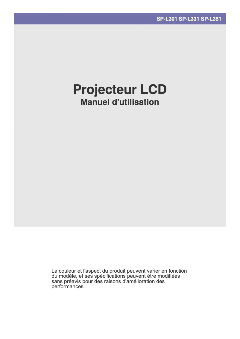 Page n°1 - Manuel utilisateur Samsung SP-L331