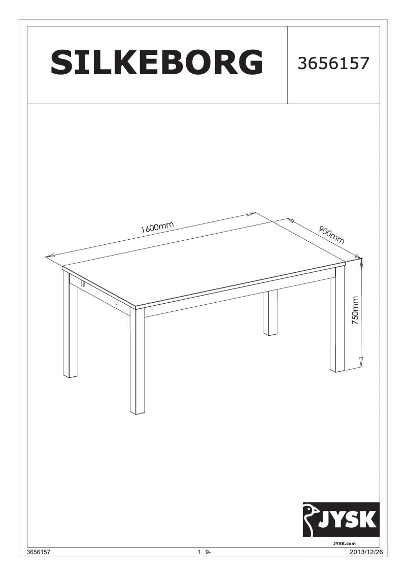 Página 1 del manual Manual de usuario JYSK Silkeborg (90x160x75)