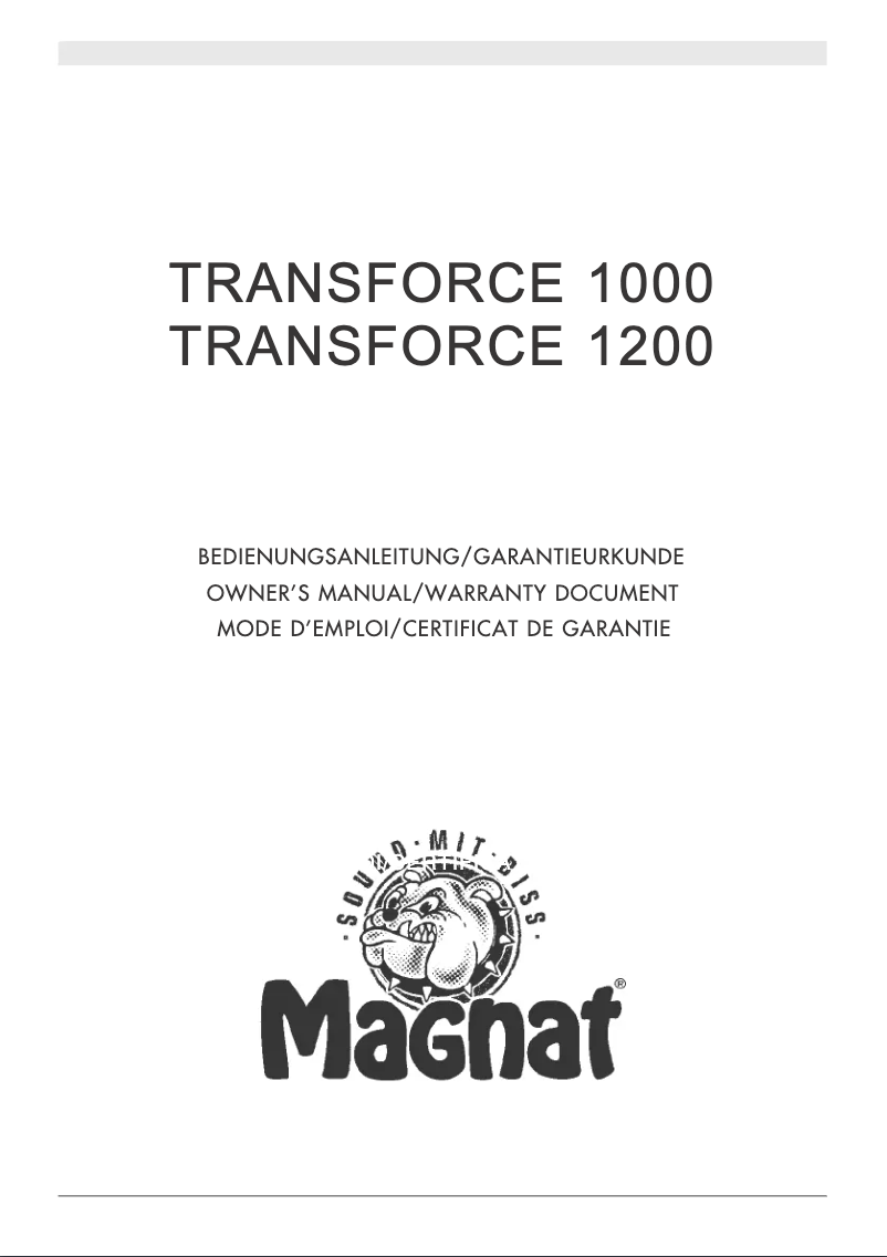 Image de la première page du manuel de l'appareil Transforce 1200