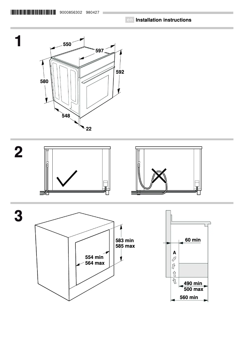 Page 1 de la notice Guide d'installation Bosch HGN10E060