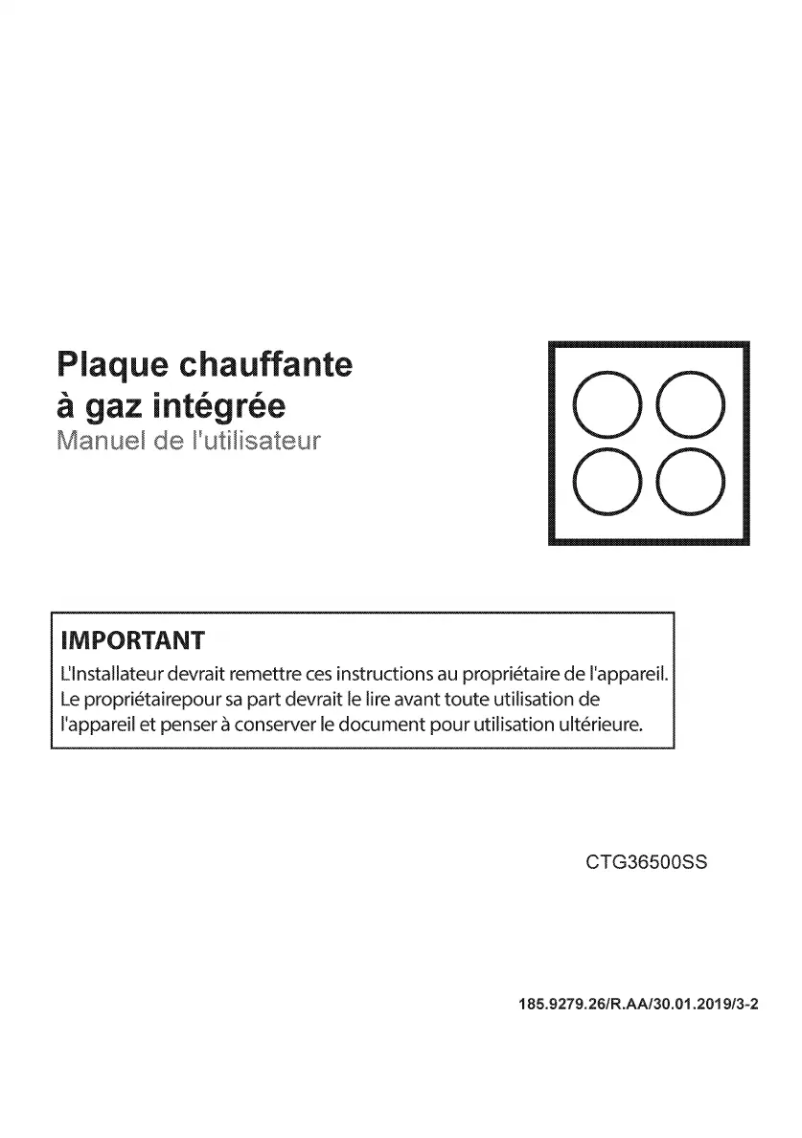 Page 1 de la notice Manuel utilisateur Blomberg CTG36500SS