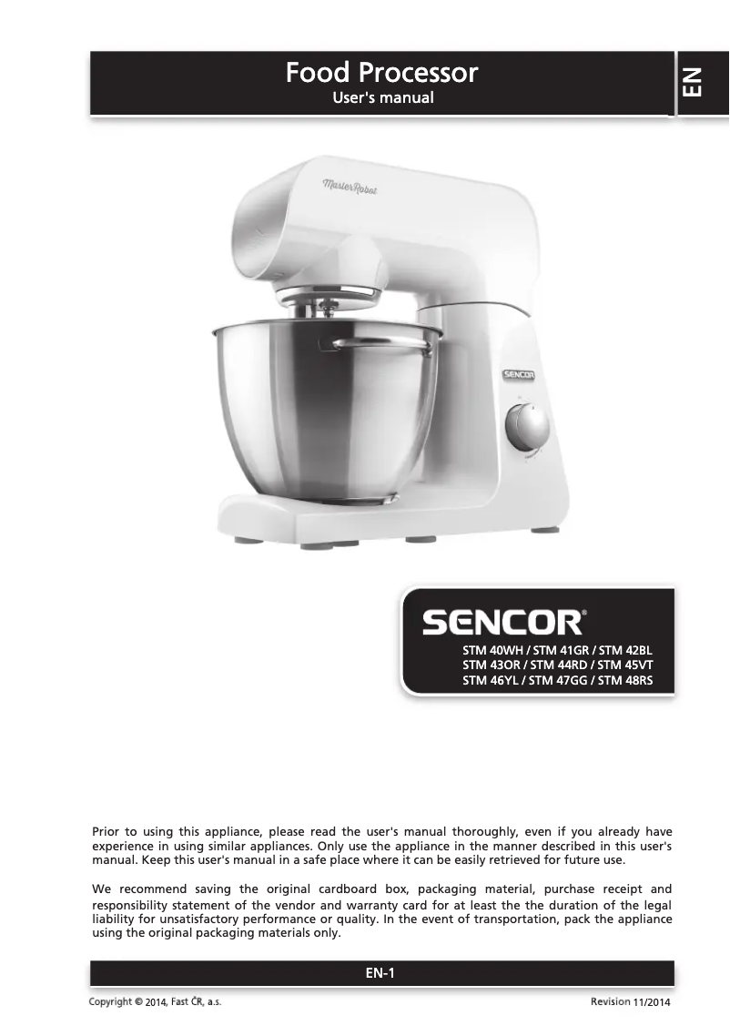 Page n°1 - Manuel utilisateur Sencor STM 43OR