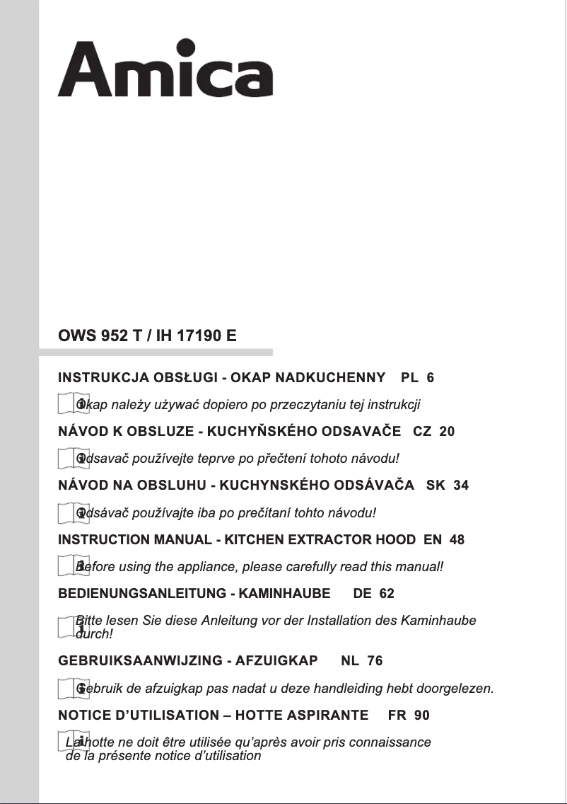 Page 1 de la notice Mode d'emploi Amica OWS 952 T
