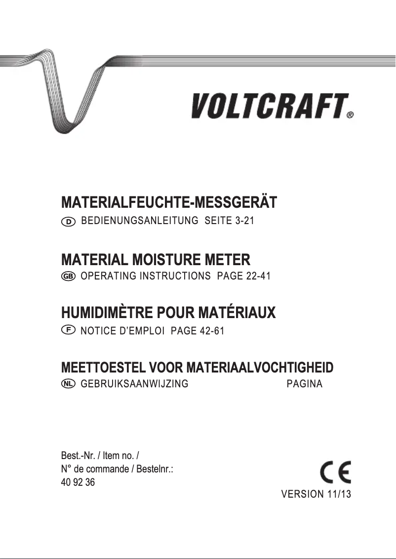 Page 1 de la notice Manuel utilisateur Voltcraft FM-400