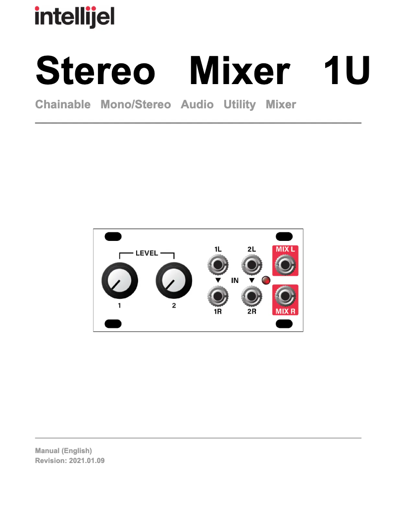 Page n°1 - Manuel utilisateur Intellijel Stereo Mixer 1U