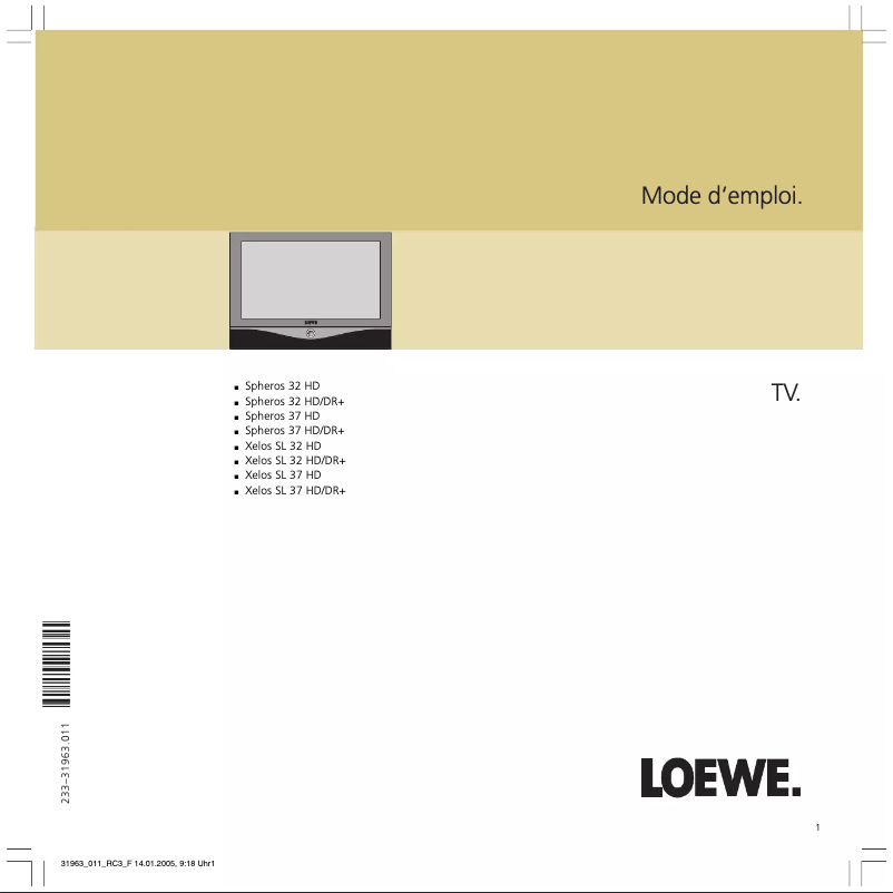 Page n°1 - Manuel utilisateur Loewe Xelos SL 37 HD/DR+