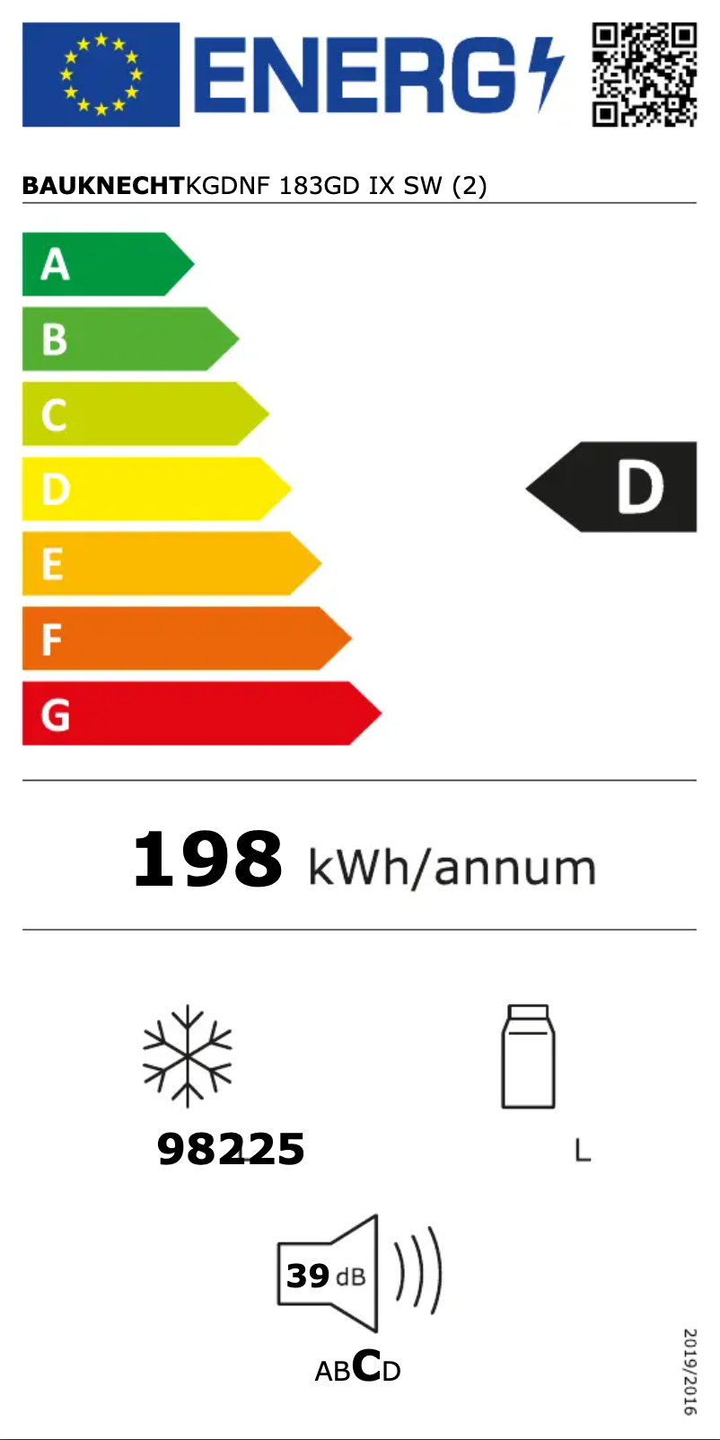 Page n°1 - Label énergétique Bauknecht KGDNF 183GD IX SW