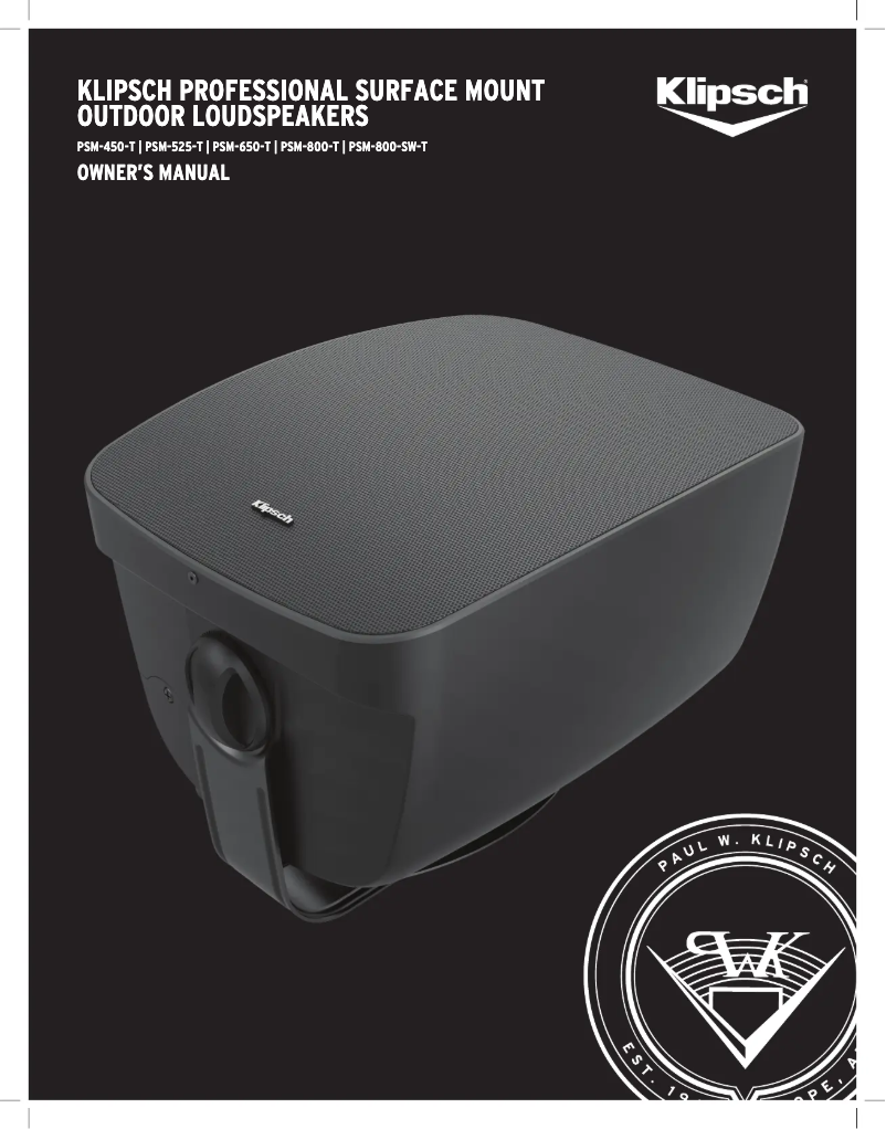 Page 1 de la notice Manuel utilisateur Klipsch PSM-650-T