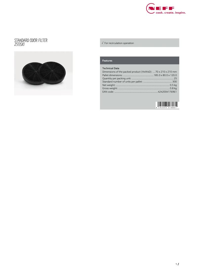 Page 1 de la notice Manuel utilisateur Neff Z5135X1