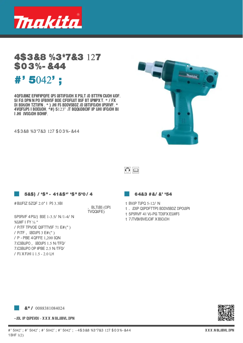 Page 1 de la notice Fiche technique Makita BFT042FZ