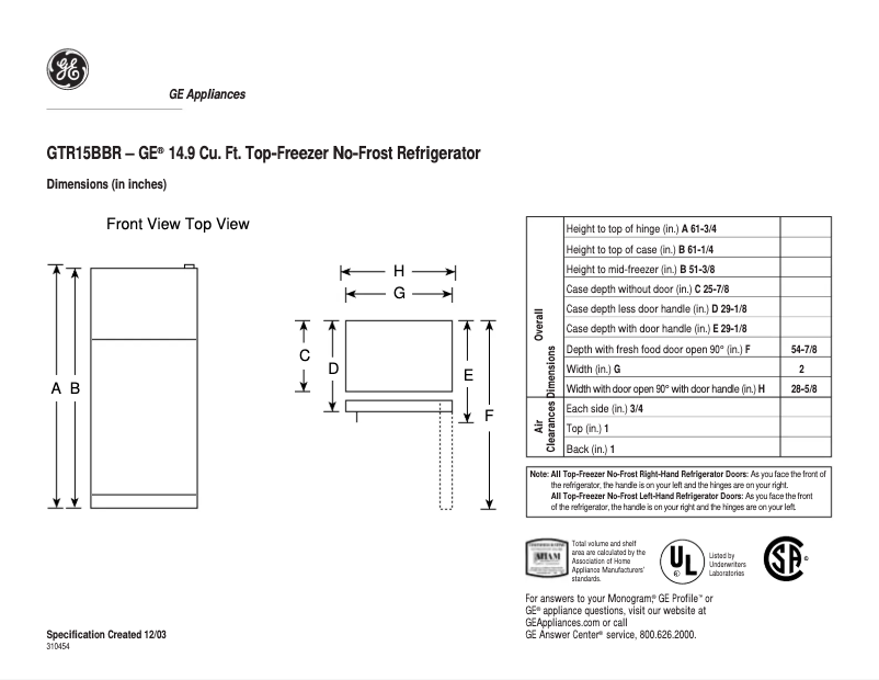 First page image of the manual for GTR15BBRRCC