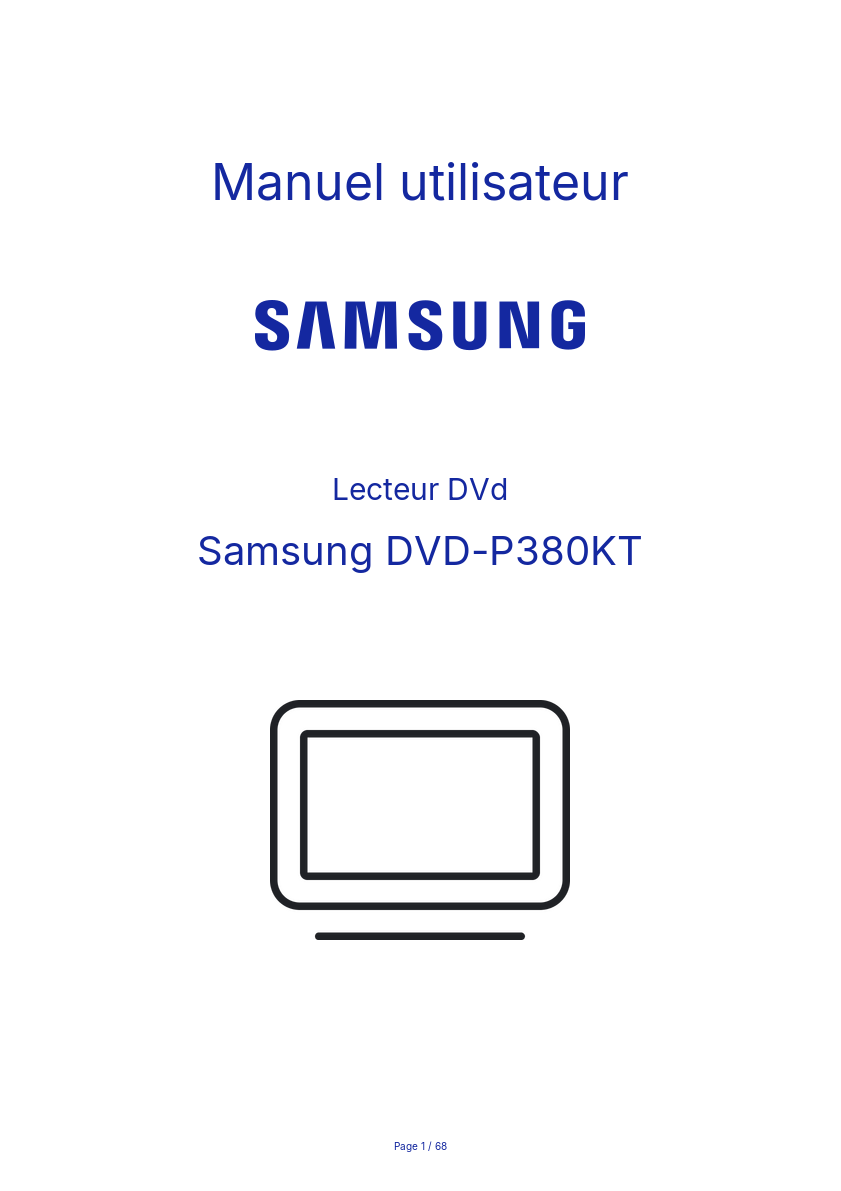 Page n°1 - Manuel utilisateur Samsung DVD-P380KT