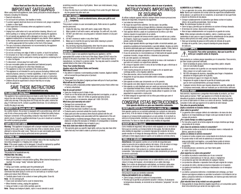 Page 1 de la notice Manuel utilisateur Applica GR0040B