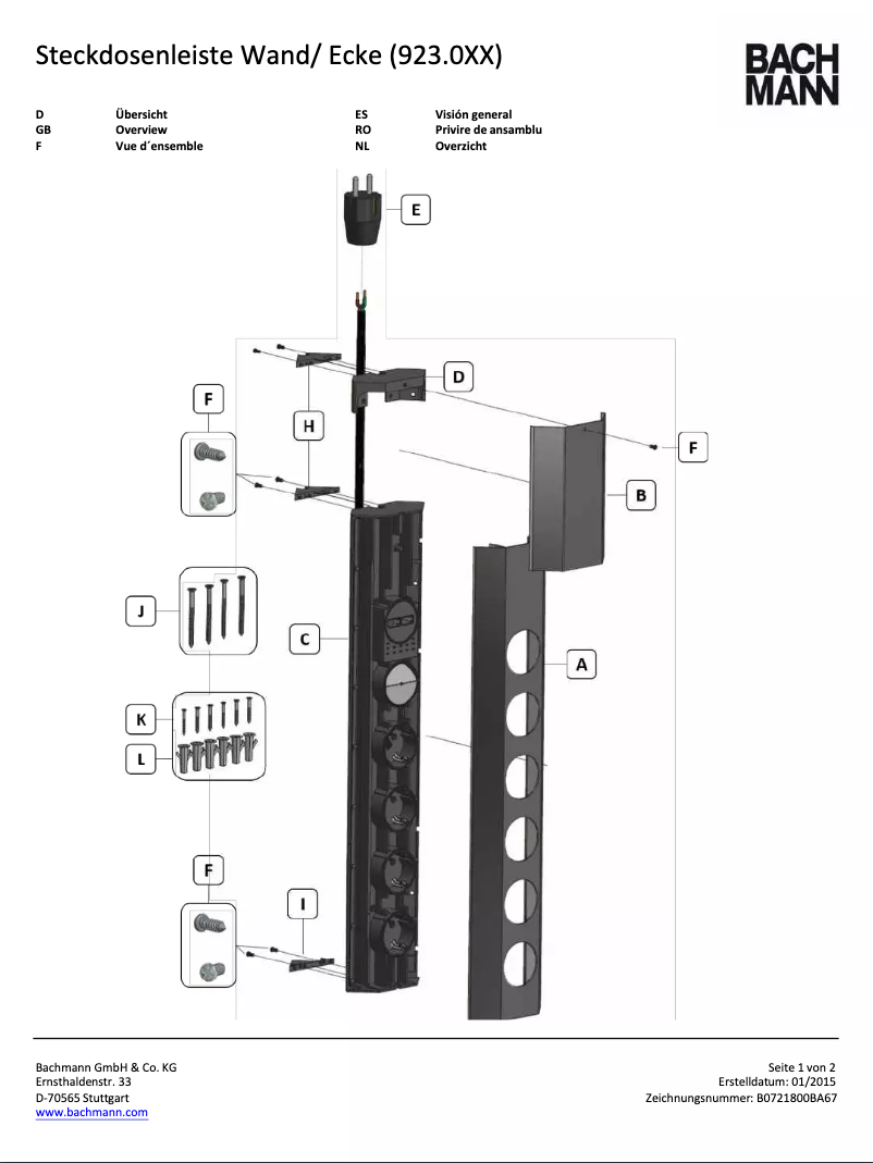 Page 1 de la notice Manuel utilisateur Bachmann 923.007