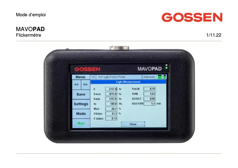 Page 1 de la notice Manuel utilisateur Gossen Metrawatt MAVOPAD