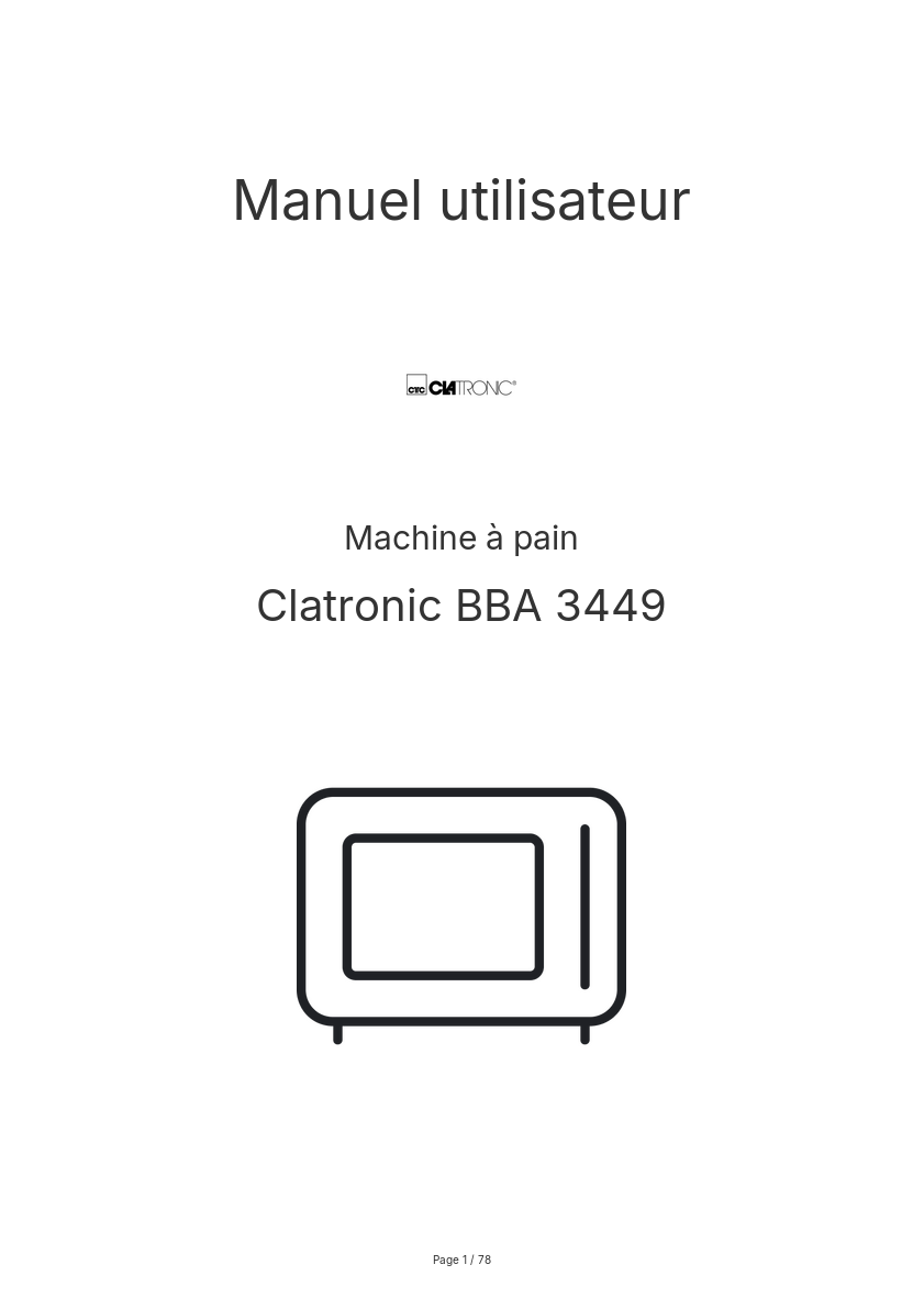 Page n°1 - Manuel utilisateur Clatronic BBA 3449