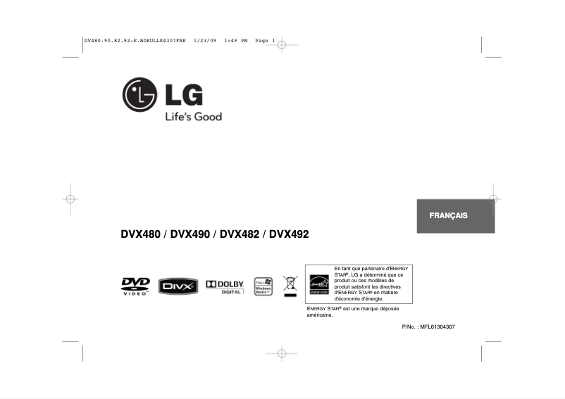 Imagen de la primera página del manual del dispositivo DVX492