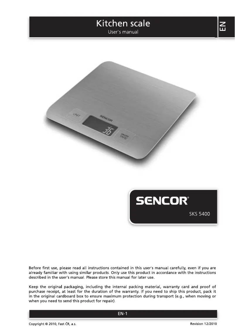 Image de la première page du manuel de l'appareil SKS 5400