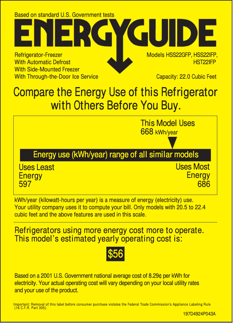 Page 1 de la notice Label énergétique Hotpoint HSS22IFPCC