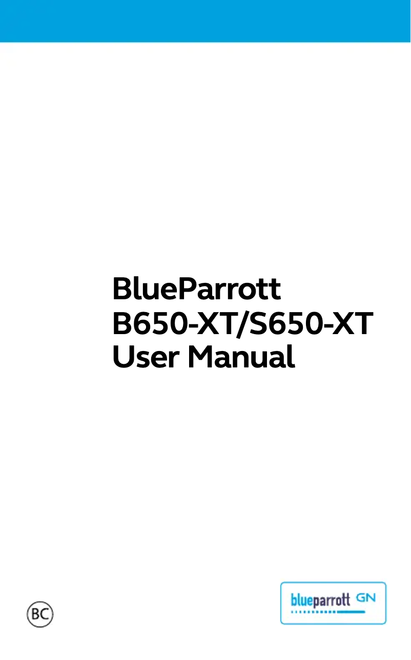 Page n°1 - Manuel utilisateur BlueParrott S650-XT