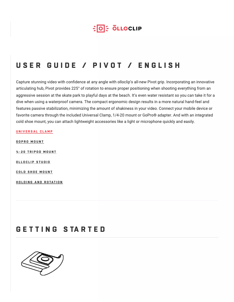 Page n°1 - Manuel utilisateur olloclip Pivot