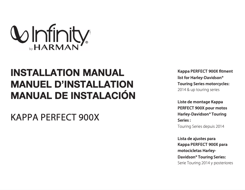 Page 1 de la notice Manuel utilisateur Infinity Kappa Perfect T900X