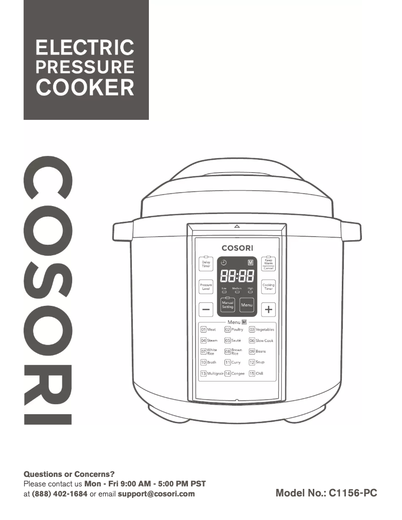 Page n°1 - Manuel utilisateur Cosori C1156-PC