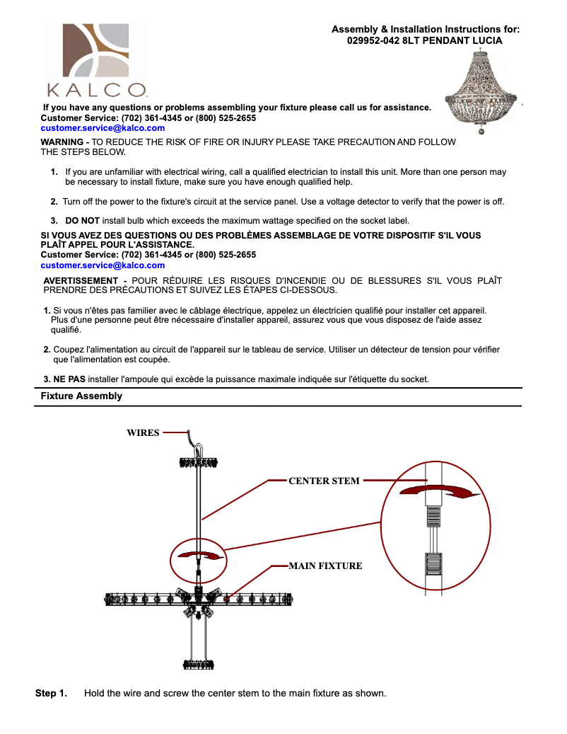 Page n°1 - Manuel utilisateur Allegri Lucia 029952-042