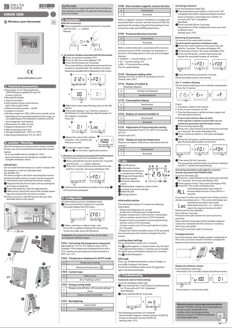 Page 1 de la notice Manuel utilisateur Delta Dore Minor 1000