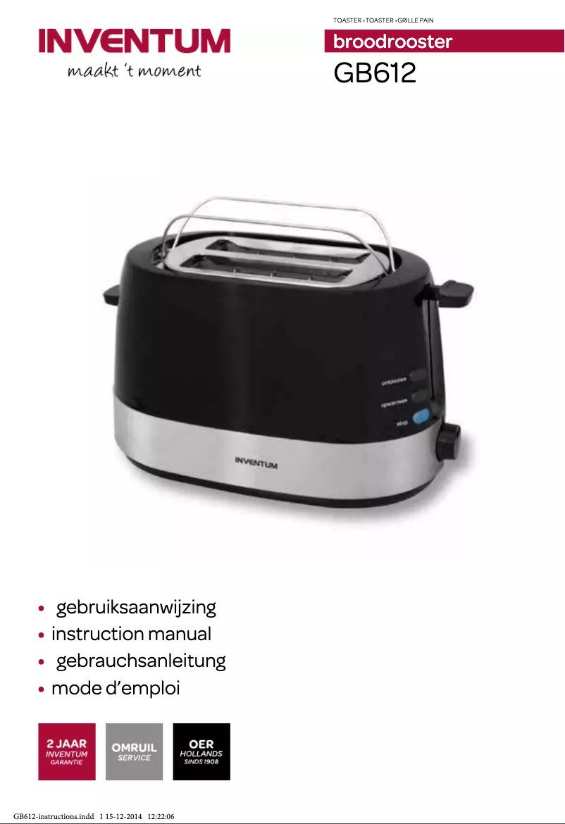 Image de la première page du manuel de l'appareil GB612