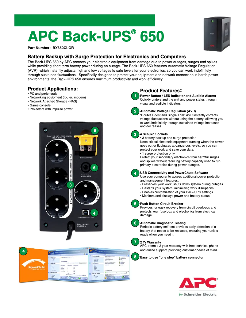 Image de la première page du manuel de l'appareil Back-UPS BX650CI-GR