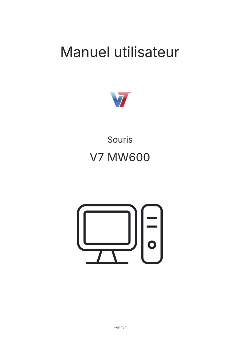 Page n°1 - Manuel utilisateur V7 MW600
