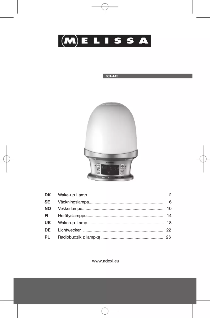 Page n°1 - Manuel utilisateur Melissa 631-145