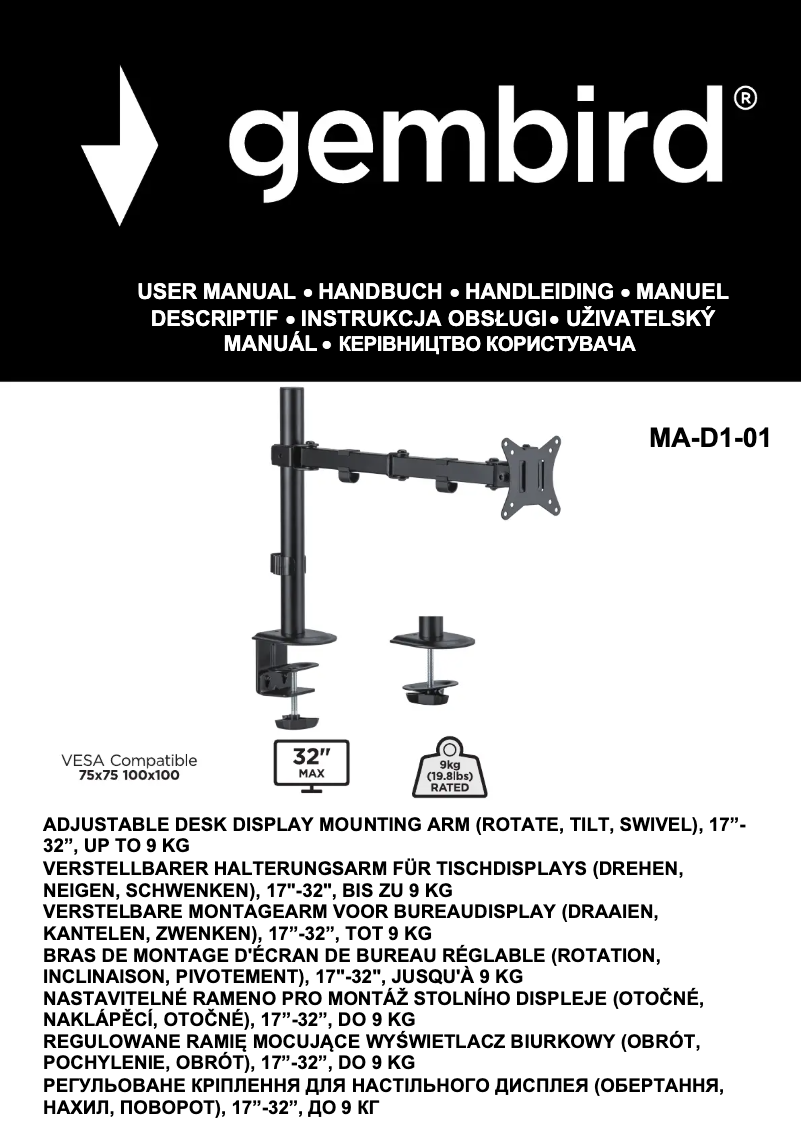 Page 1 de la notice Manuel utilisateur Gembird MA-D1-01