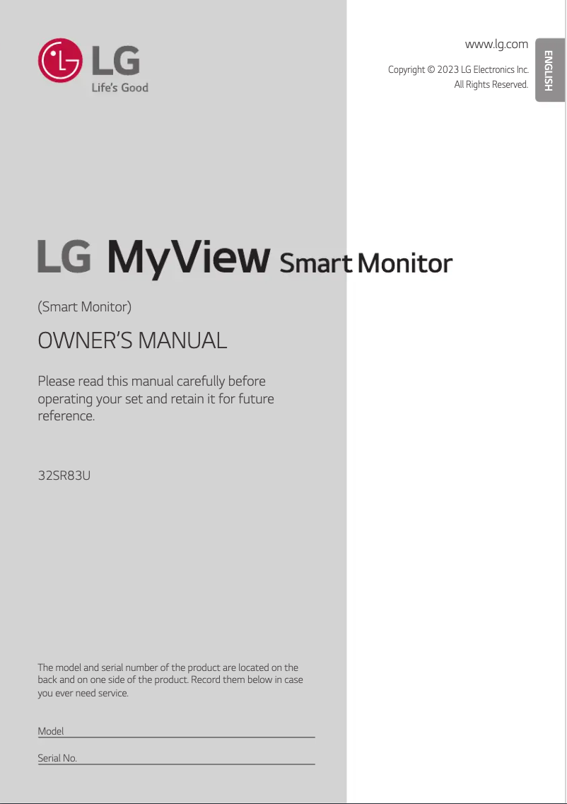 Page 1 de la notice Manuel utilisateur LG 32SR83U