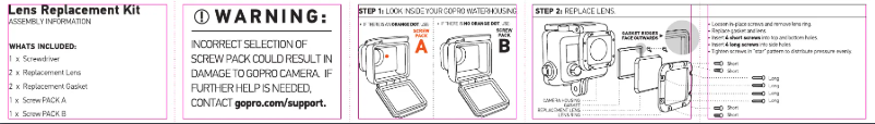 Page 1 de la notice Manuel utilisateur GoPro Lens Replacement Kit