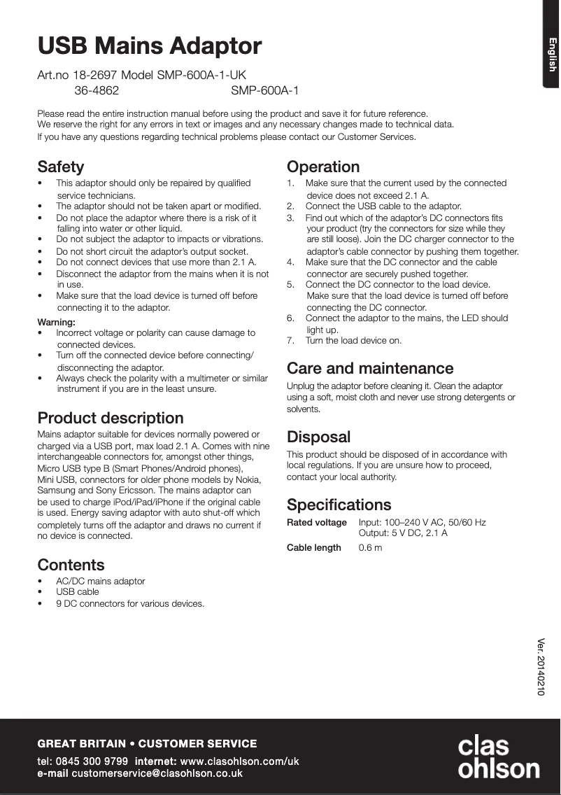 Imagen de la primera página del manual del dispositivo SMP-600A-1