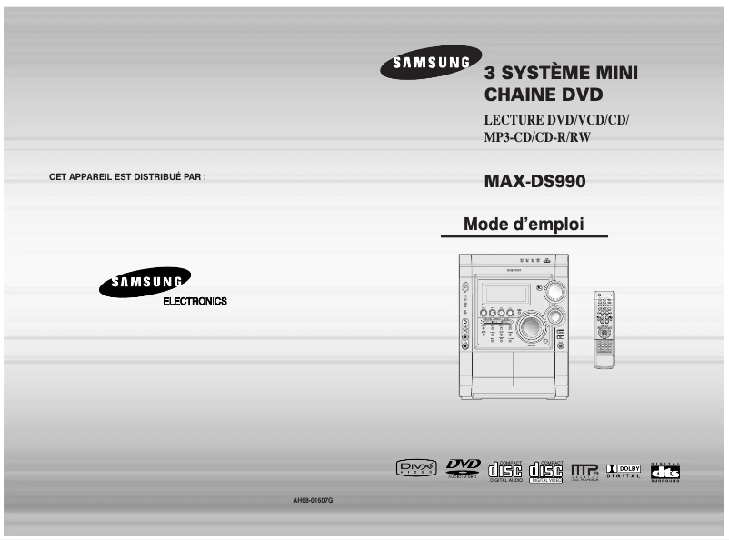 Page 1 de la notice Manuel utilisateur Samsung MAXDS990
