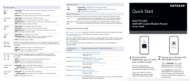 Page 1 de la notice Guide d'installation Netgear Nighthawk CAX80