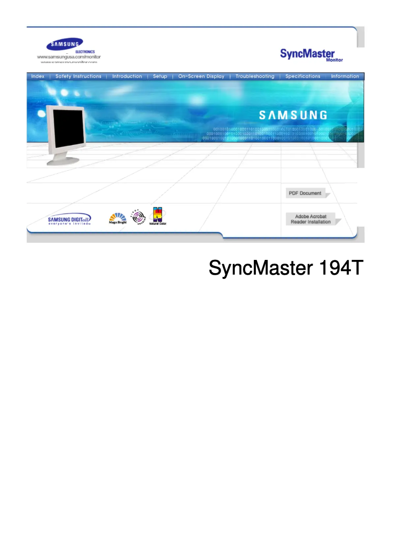 Page n°1 - Manuel utilisateur Samsung SyncMaster 194T