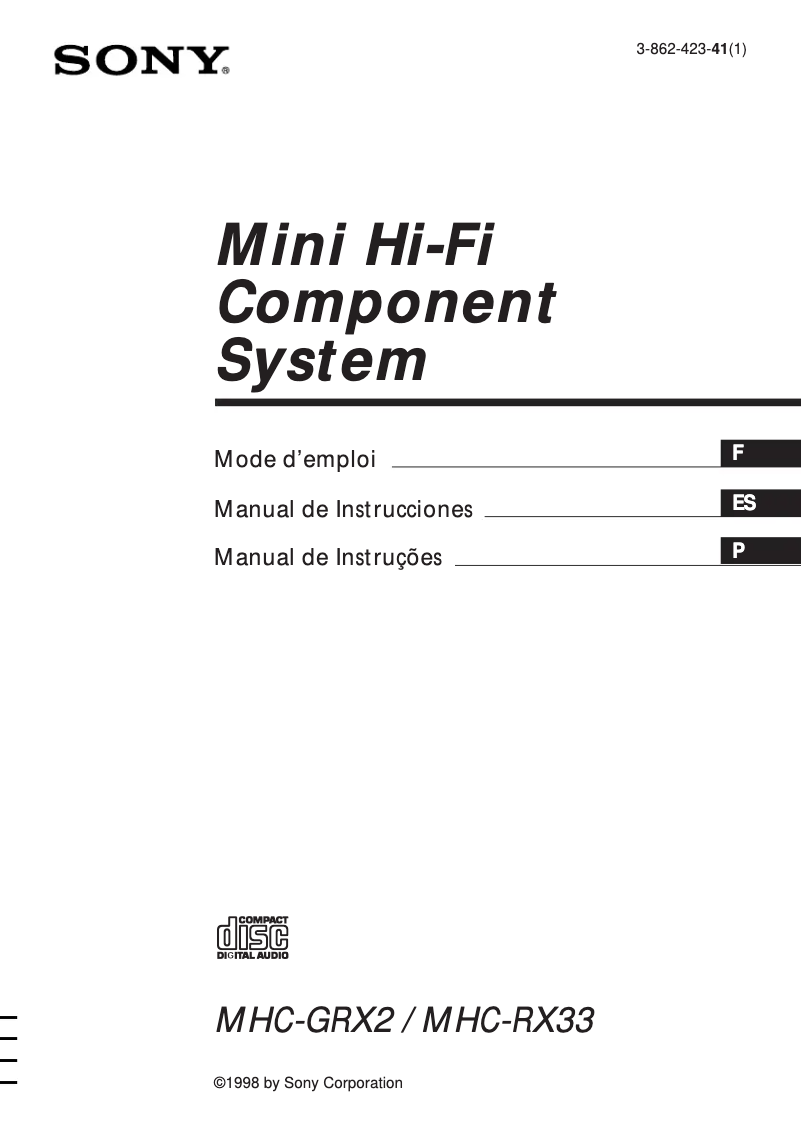 Page n°1 - Manuel utilisateur Sony MHC-RX33