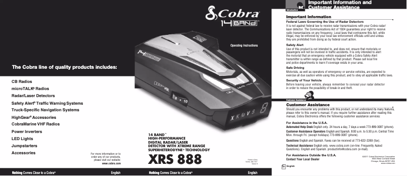 Página 1 del manual Manual de usuario Cobra XRS 888