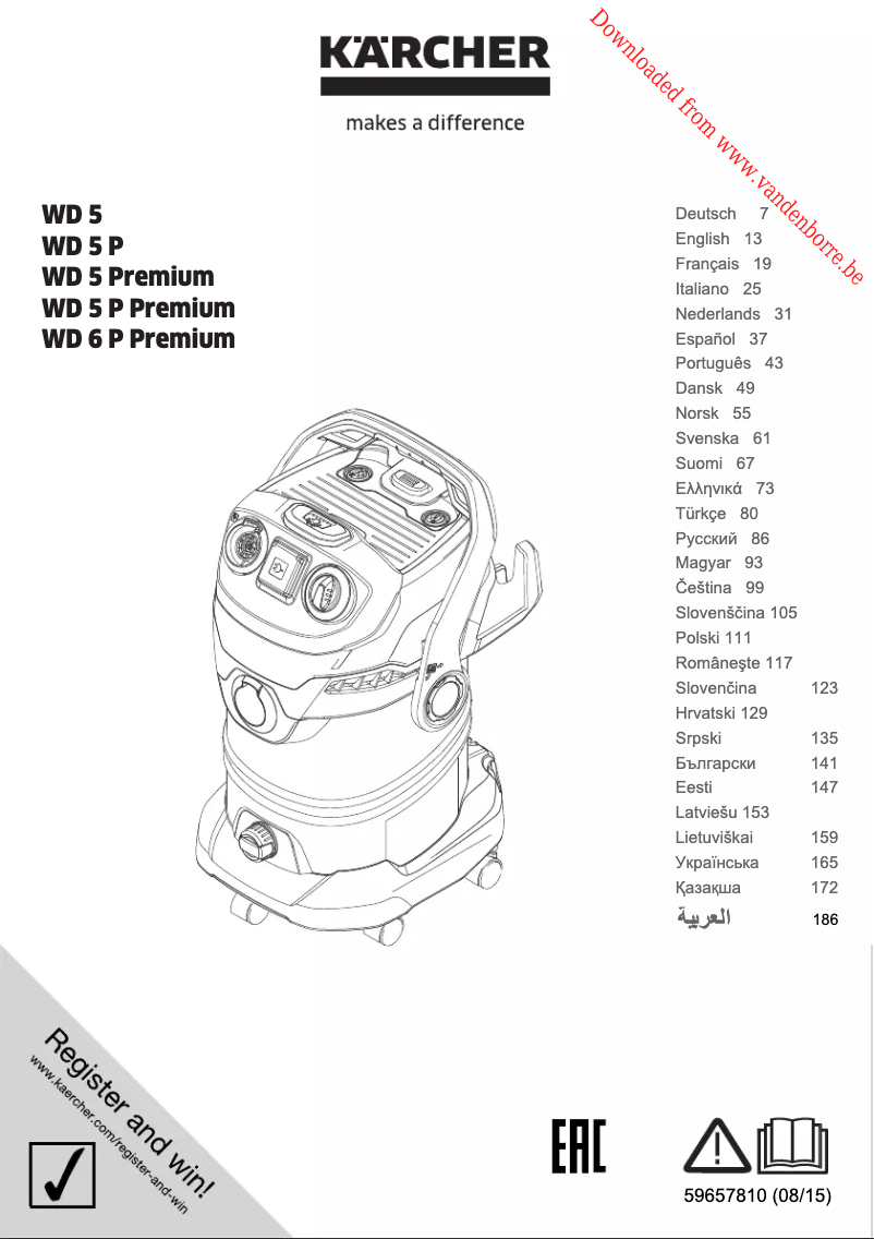Page 1 de la notice Manuel utilisateur Kärcher WD 5