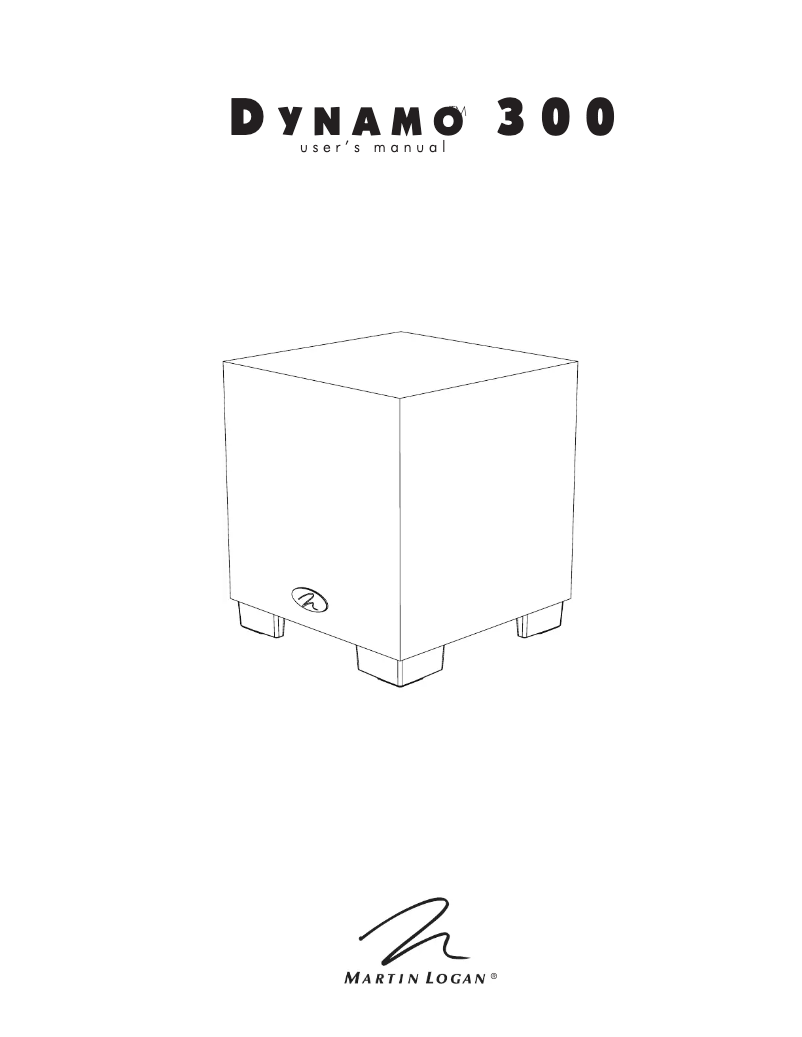 Page 1 de la notice Manuel utilisateur Martin Logan Dynamo 300