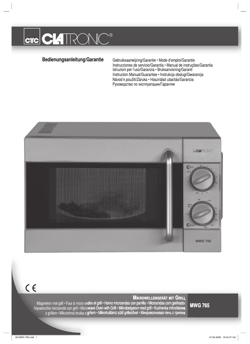 Image de la première page du manuel de l'appareil MWG 765