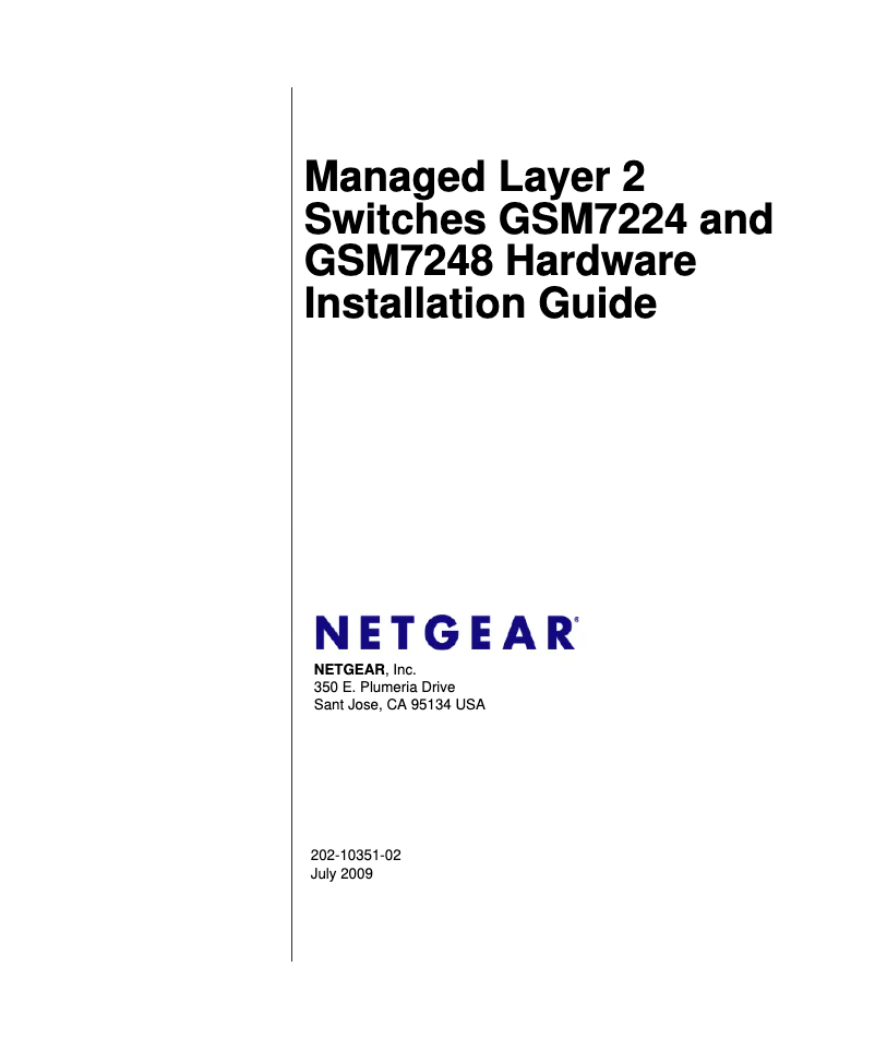 Page n°1 - Guide d'installation Netgear GSM7224v2