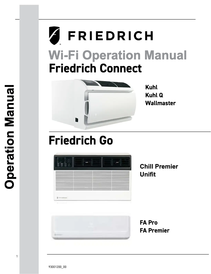 Page 1 of the manual User Manual Friedrich WET16A33A