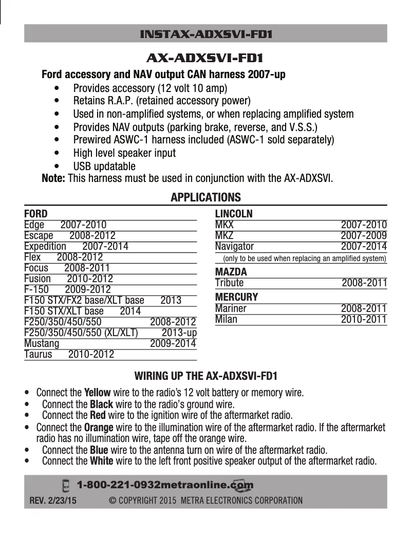 Page 1 de la notice Manuel utilisateur AXESS AX-ADXSVI-FD1